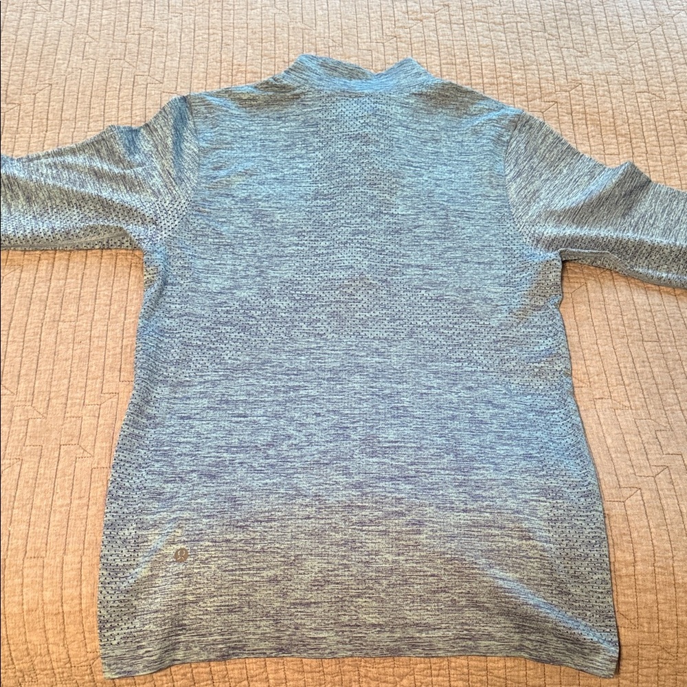 lululemon Men's Heathered Blue Metal Vent Tech Half Zip - Picture 3 of 5